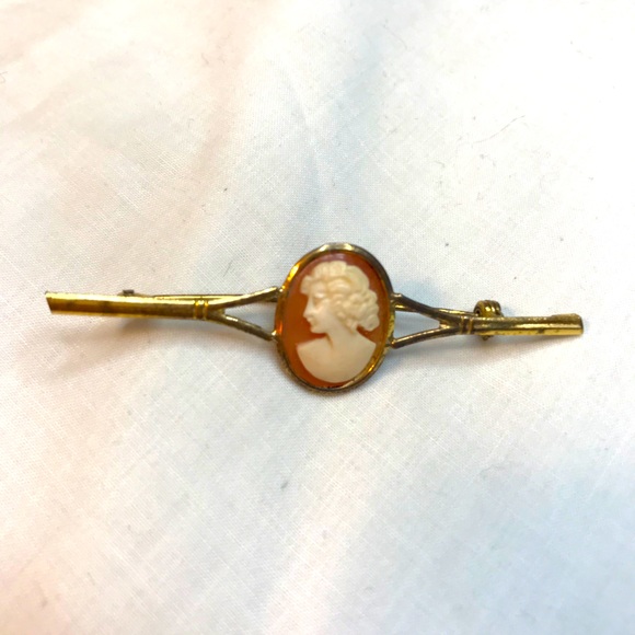 Greek Italian Woman White Shell Brooch - Picture 1 of 4